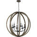 Sean Lavin Allier 6 Light 38 inch Weathered Oak Wood / Antique Forged Iron Chandelier Pendant Ceiling Light