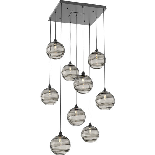 Terra 9 Light Matte Black Chandelier Ceiling Light, Square Multi-Port