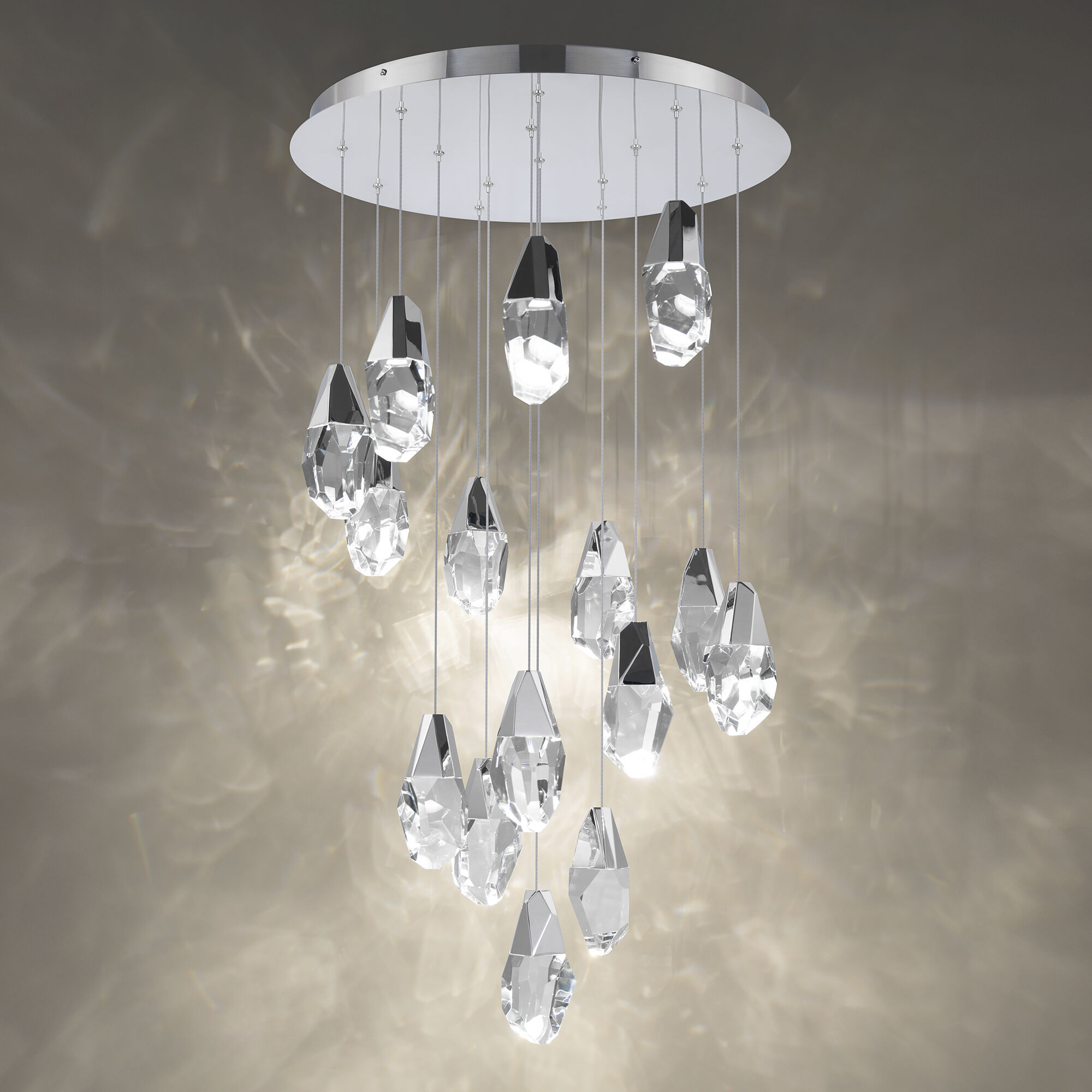 Beyond Martini LED 23 inch Polished Nickel Multi-Light Pendant Ceiling Light in Optic, Round Canopy