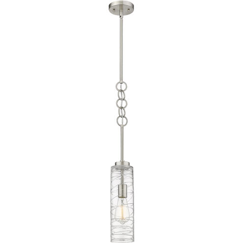 Wexford 1 Light 4 inch Brushed Satin Nickel Mini Pendant Ceiling Light in Incandescent, Clear Deco Swirl