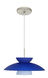 Trilo 1 Light Satin Nickel Pendant Ceiling Light in Blue Matte Glass, Halogen