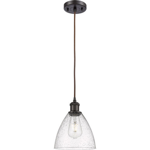 Ballston Dome 1 Light 8 inch Oil Rubbed Bronze Mini Pendant Ceiling Light in Seedy Glass