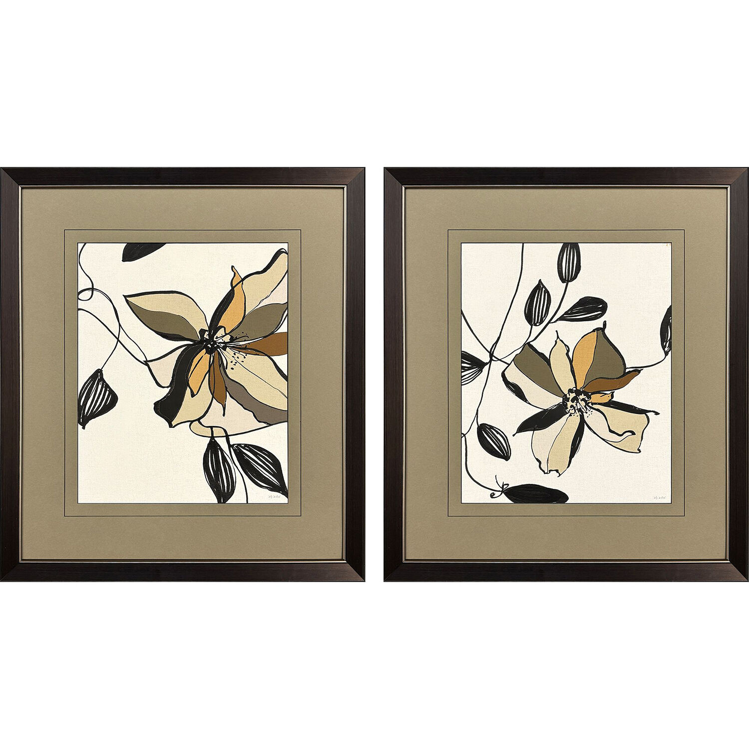Gesture Bloom Brown and Rust and Multi and Beige Framed Art, Propac