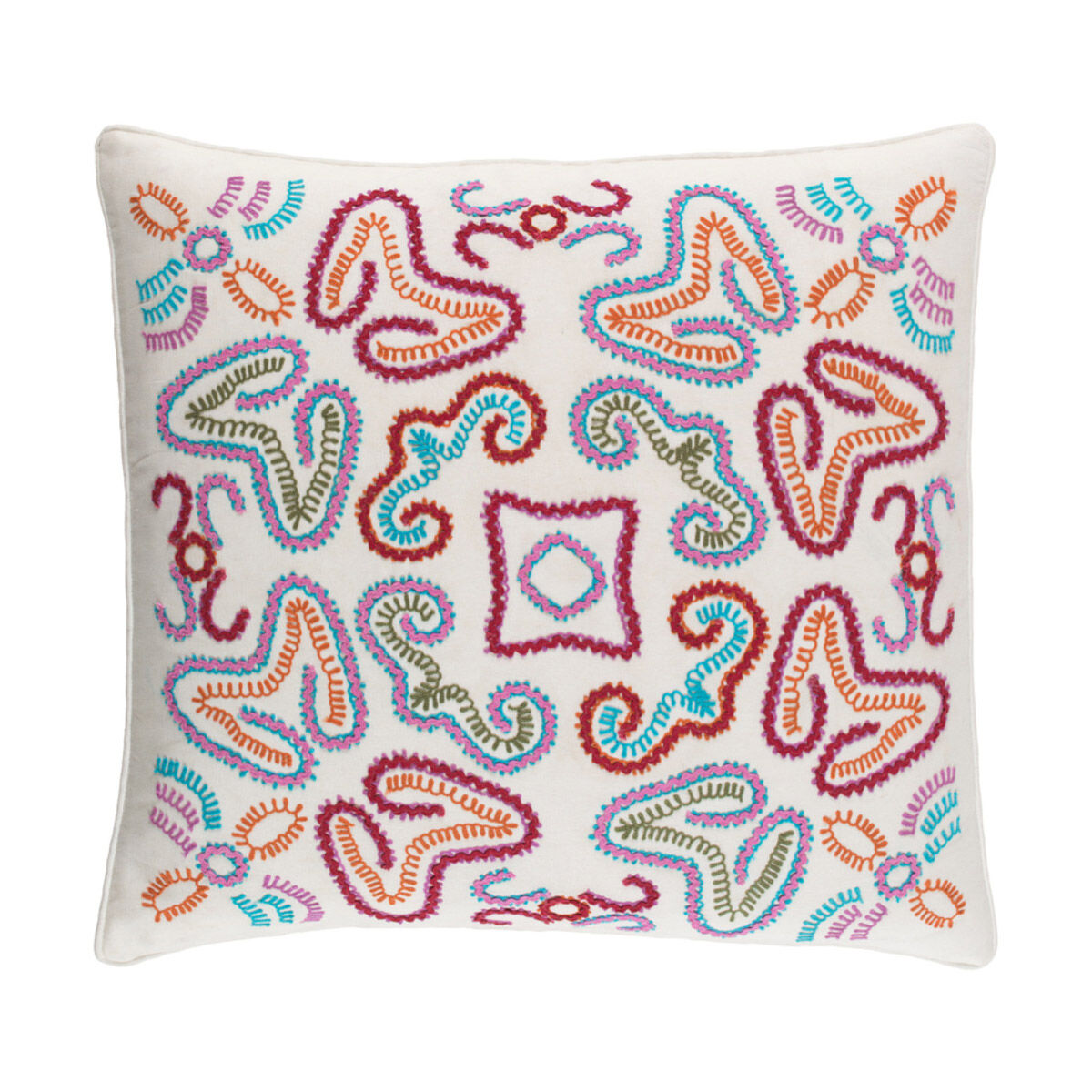 Avana 20 X 20 inch Cream and Dark Red Throw Pillow