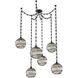 Terra 6 Light 18 inch Matte Black Swag Multi-Pendant Ceiling Light in Optic Rib Smoke, Rectangular Chain