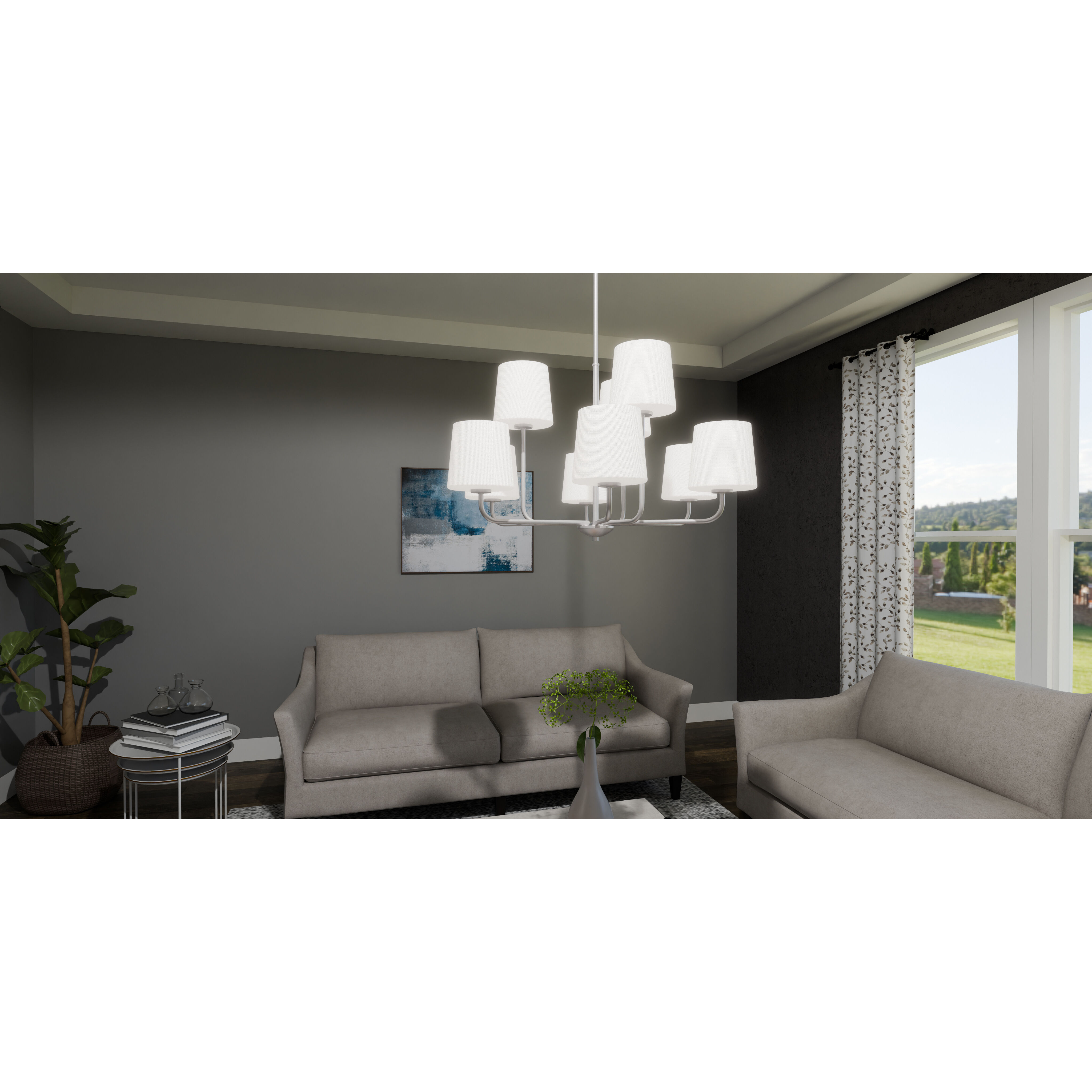 Gallagher 9 Light 32 inch Brushed Nickel Chandelier Ceiling Light