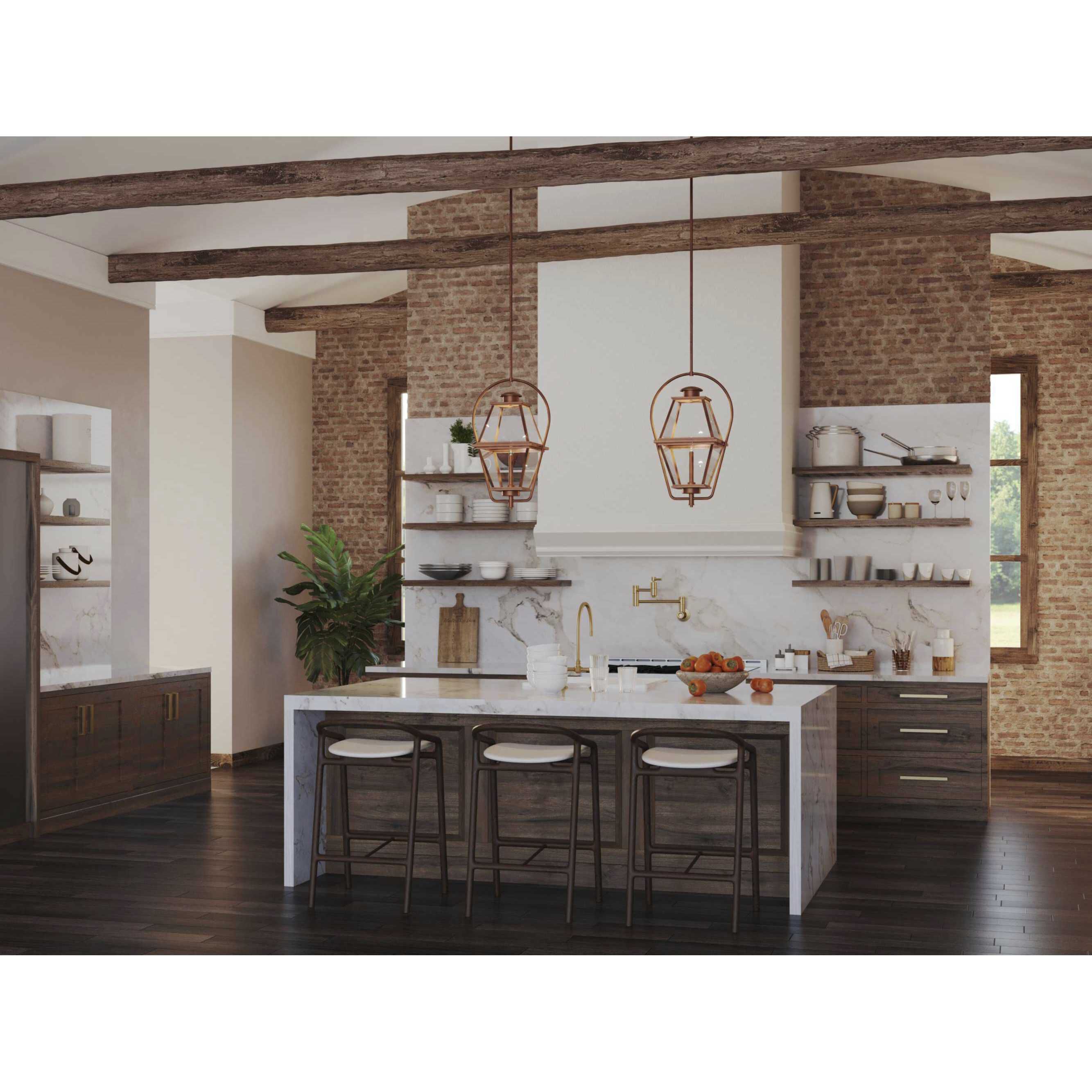 Bradshaw 1 Light 12 inch Antique Copper Outdoor Hanging Lantern, Design Series