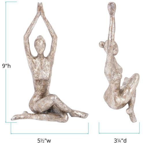 Yoga Pose Silver Statue, Seated Twist