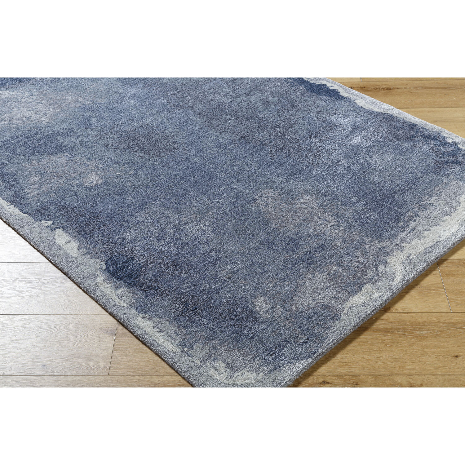 Kavita 90 X 60 inch Grey / Medium Grey / Dark Grey / Steel Grey / Nickel / Slate Blue / Metallic - Silver / Slate Handmade Rug in 5 x 8