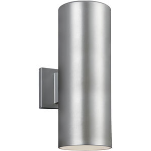Outdoor Cylinders 2 Light 14.25 inch Painted Brushed Nickel Outdoor Wall Sconce