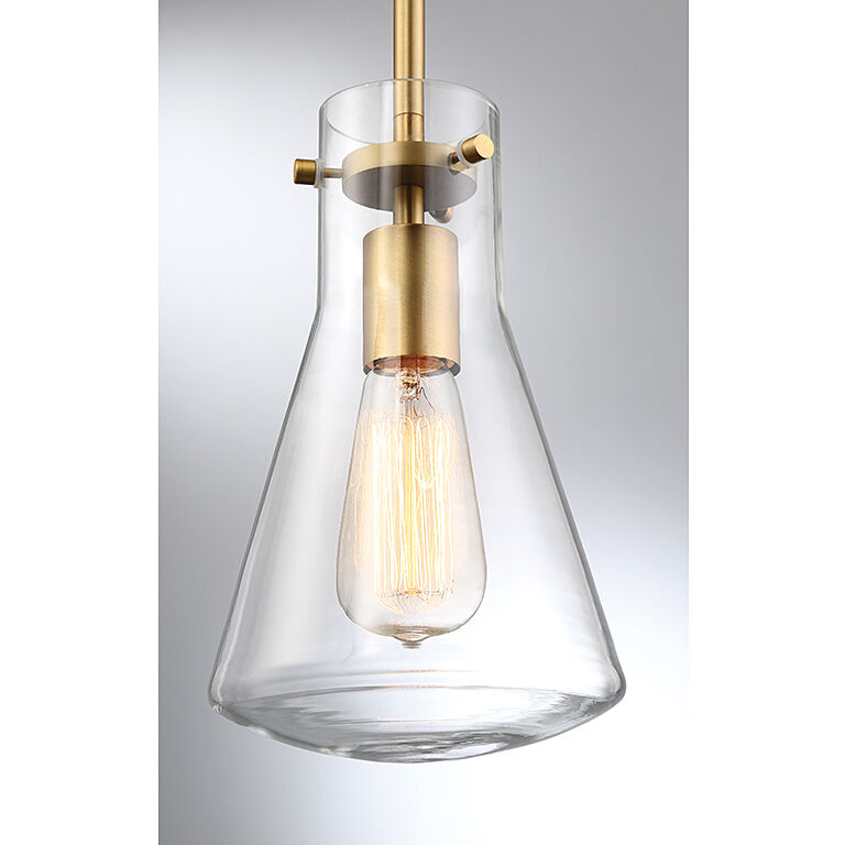 Industrial 1 Light 6.25 inch Natural Brass Pendant Ceiling Light