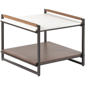 Novelle 24 X 24 inch Top: White; Base: Metallic - Bronze End Table