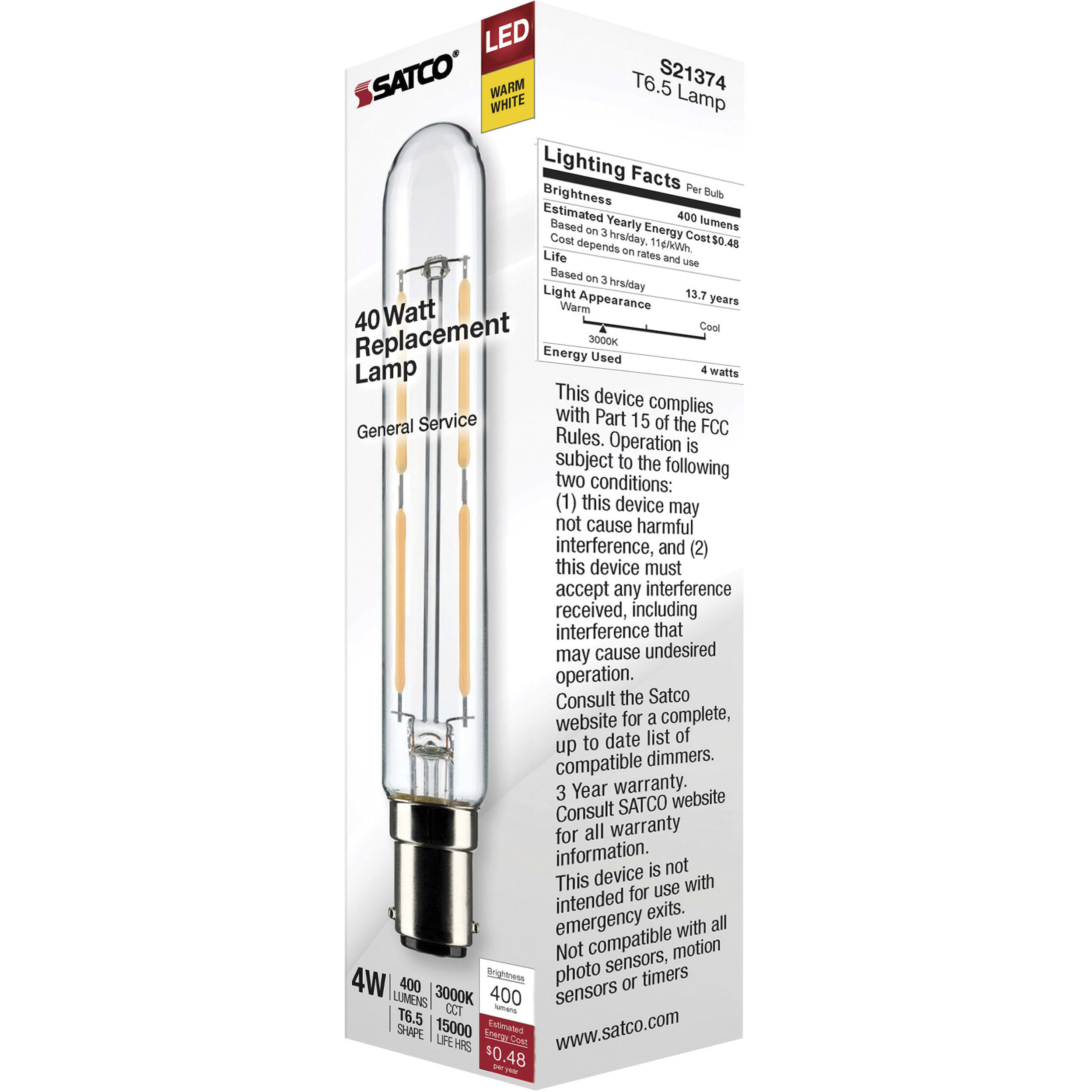 Tube LED 4 watt 120 3000K LED Filament, LED Filament