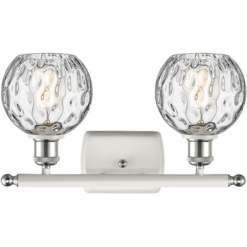 Ballston Athens Water Glass 2 Light 16 inch White and Polished Chrome Bath Vanity Light Wall Light