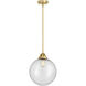 Nouveau 2 Beacon LED 12 inch Satin Gold Mini Pendant Ceiling Light in Seedy