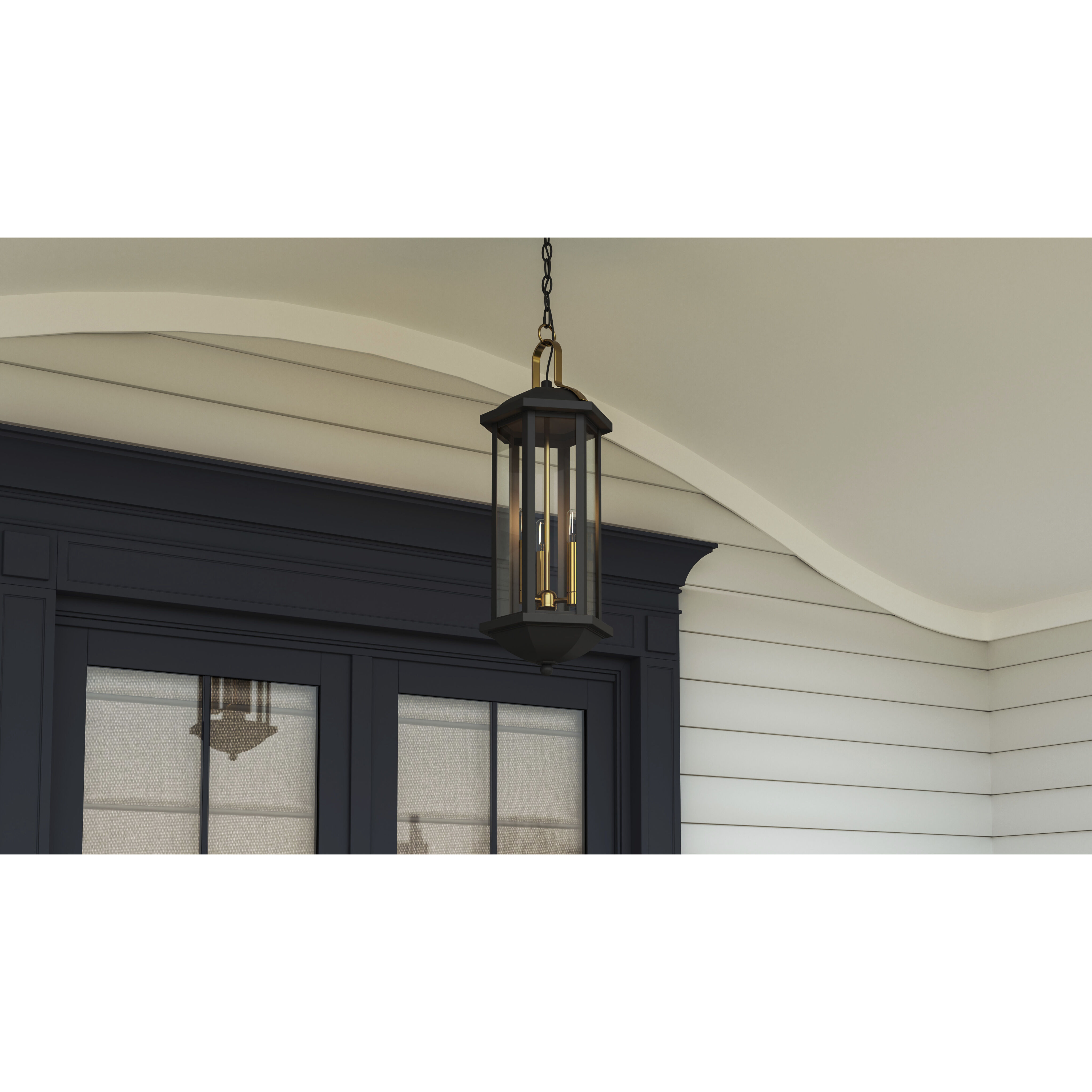 Crestfield 3 Light 10 inch Matte Black Outdoor Hanging Lantern, Large