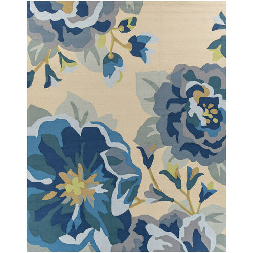 Rain 120 X 96 inch Tan/Blue/Light Green Handmade Rug in 8 x 10, Rectangle