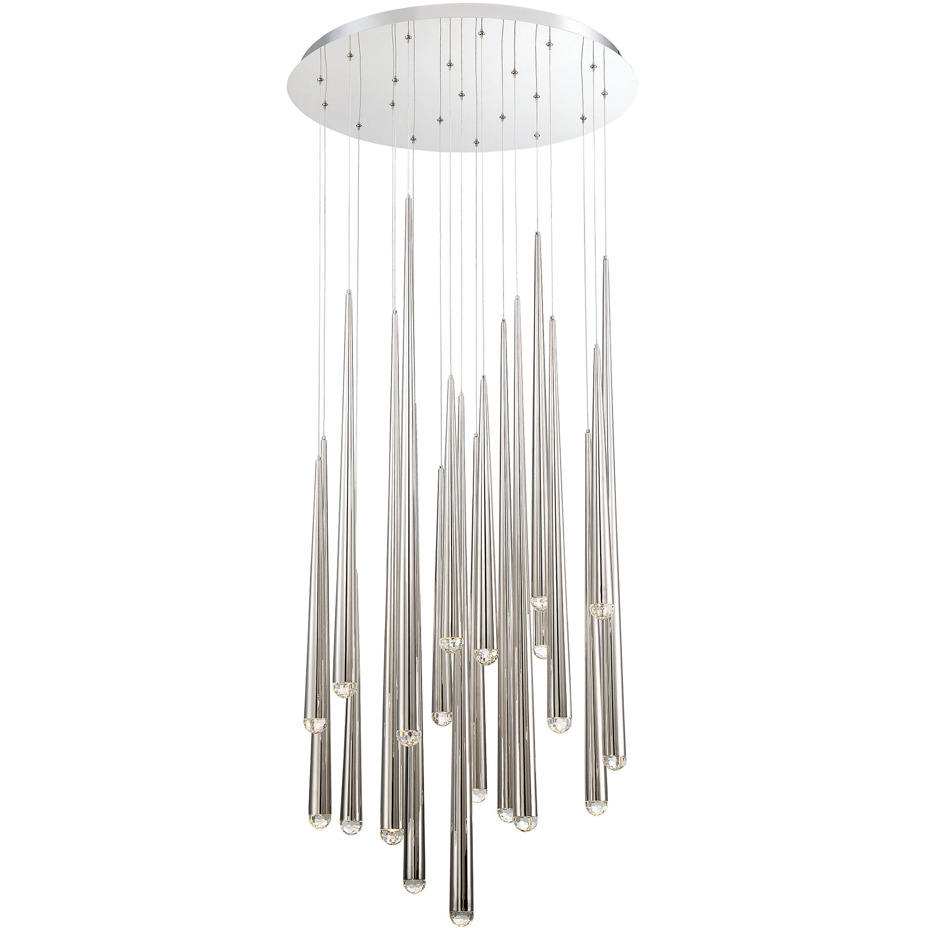 Cascade LED 26 inch Polished Nickel Multi-Light Pendant Ceiling Light in 21, Round, 37in.