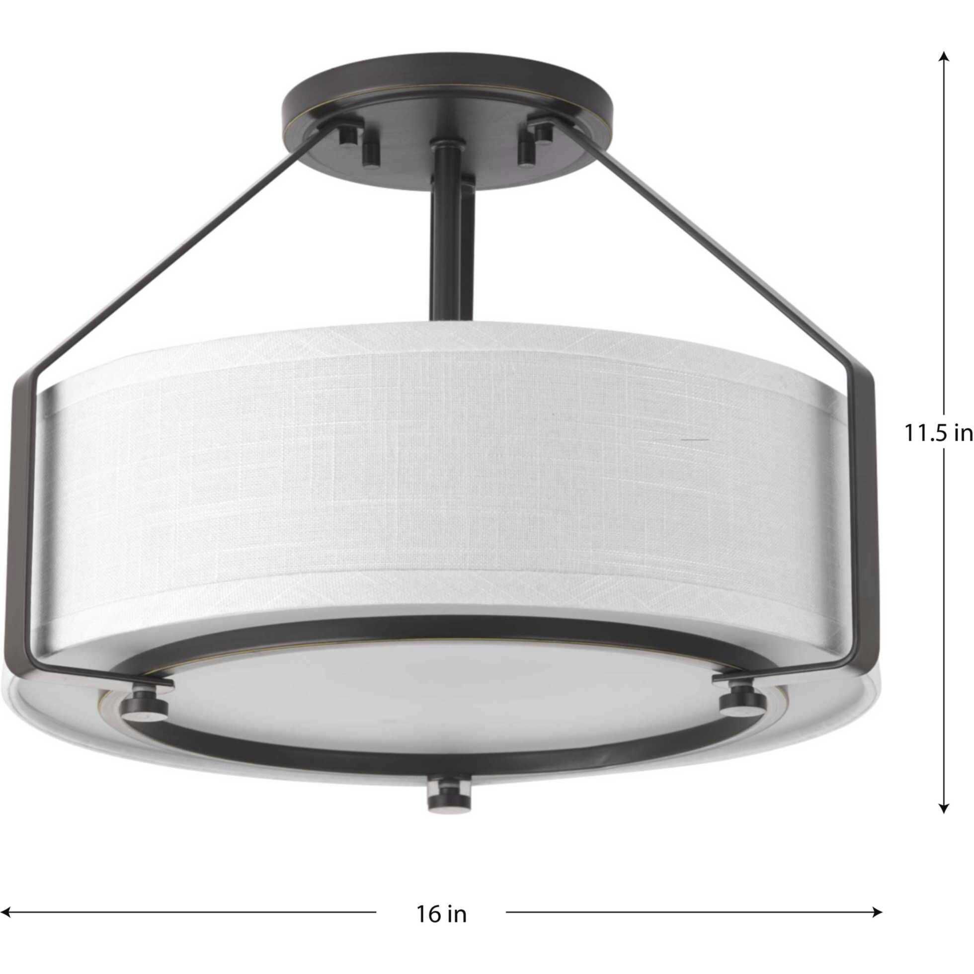 Ratio 3 Light 16 inch Antique Bronze Semi-Flush Convertible Pendant Ceiling Light, Design Series