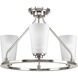 Debut 3 Light 20 inch Brushed Nickel Semi-Flush Mount Convertible Ceiling Light, Design Series