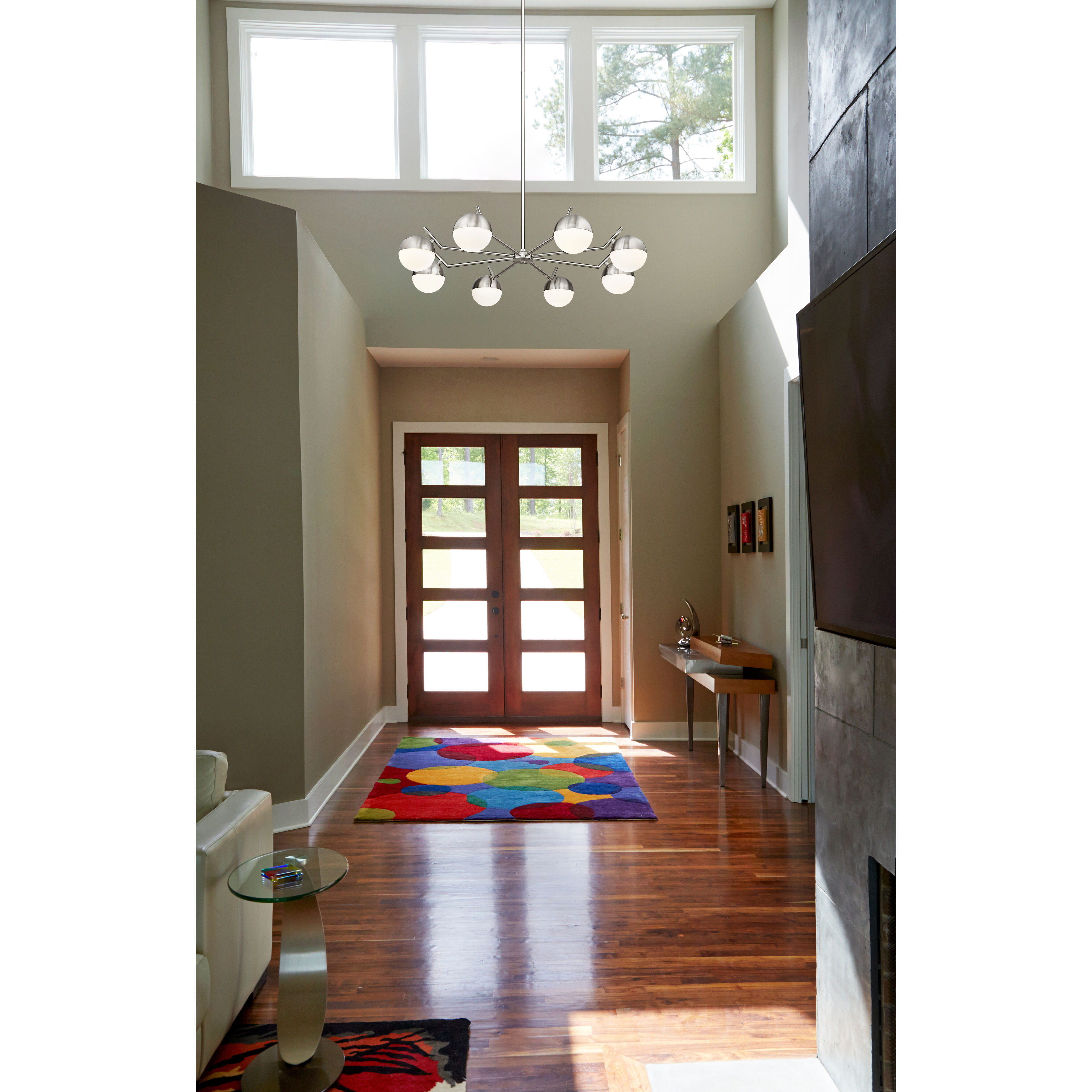 Realm Sphere 8 Light 44 inch Brushed Nickel Chandelier Ceiling Light