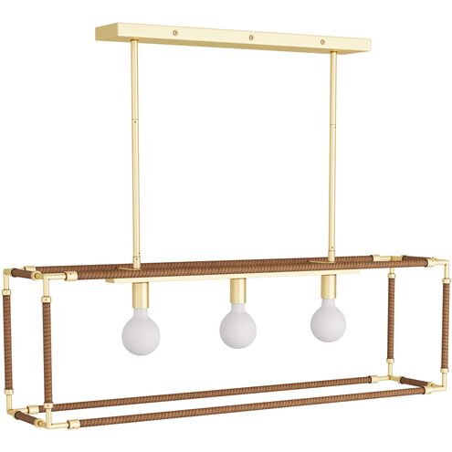 Trenton 3 Light 42 inch Cognac Linear Chandelier Ceiling Light