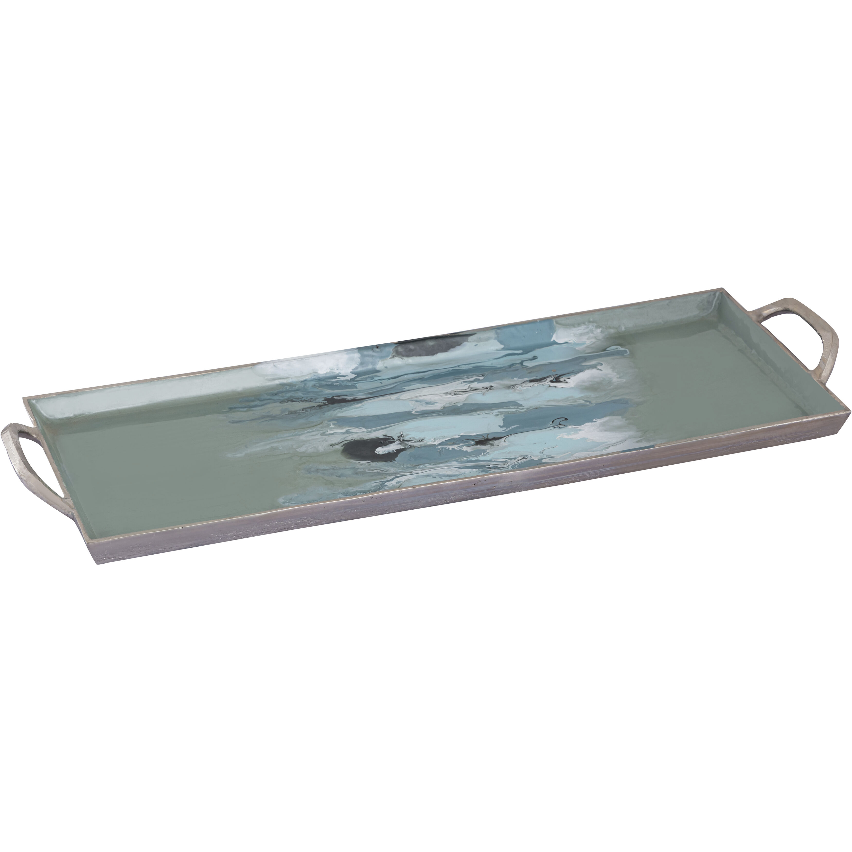 Spindrift Seafoam Green Enamel with Nickel Tray, Set of 2