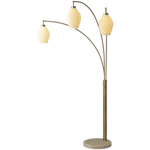 Santa Clara 85 inch 60.00 watt Walnut and Weathered Brass with Black Arc Floor Lamp Portable Light