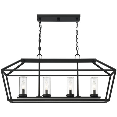 Bastille 4 Light 10 inch Satin Black Outdoor Chandelier