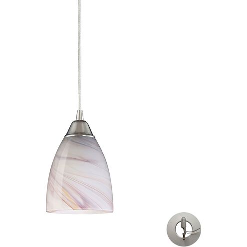 Pierra 1 Light 5 inch Satin Nickel Mini Pendant Ceiling Light in Creme