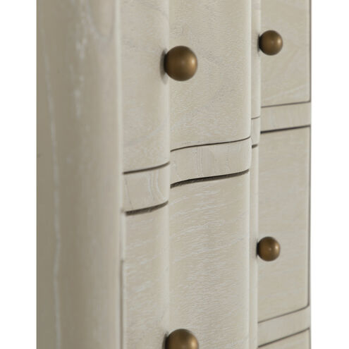 Meredith Textured Cerused White / Stained Brass Chest