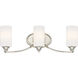 Tilbury 3 Light 24 inch Polished Nickel Bath Light Wall Light
