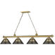 Cordon 4 Light 81.25 inch Rubbed Brass Billiard Ceiling Light in Smoke Acrylic