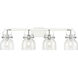Pilaster II Bell 4 Light 36.5 inch Polished Chrome Bath Vanity Light Wall Light in Clear Glass