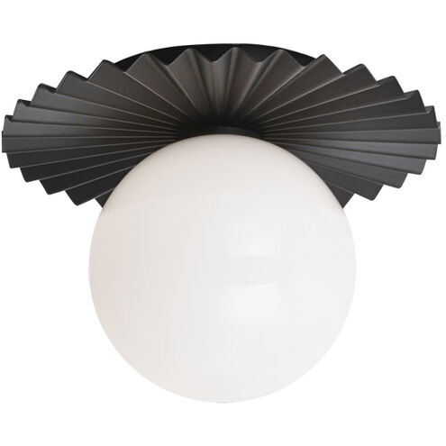 Modern Ruff Wall Sconce Wall Light in Black and Opal Glass