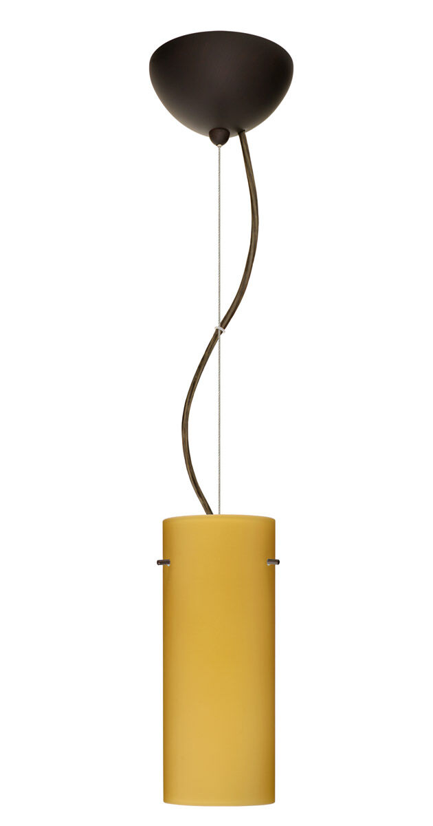 Stilo LED Bronze Pendant Ceiling Light in Vanilla Matte Glass