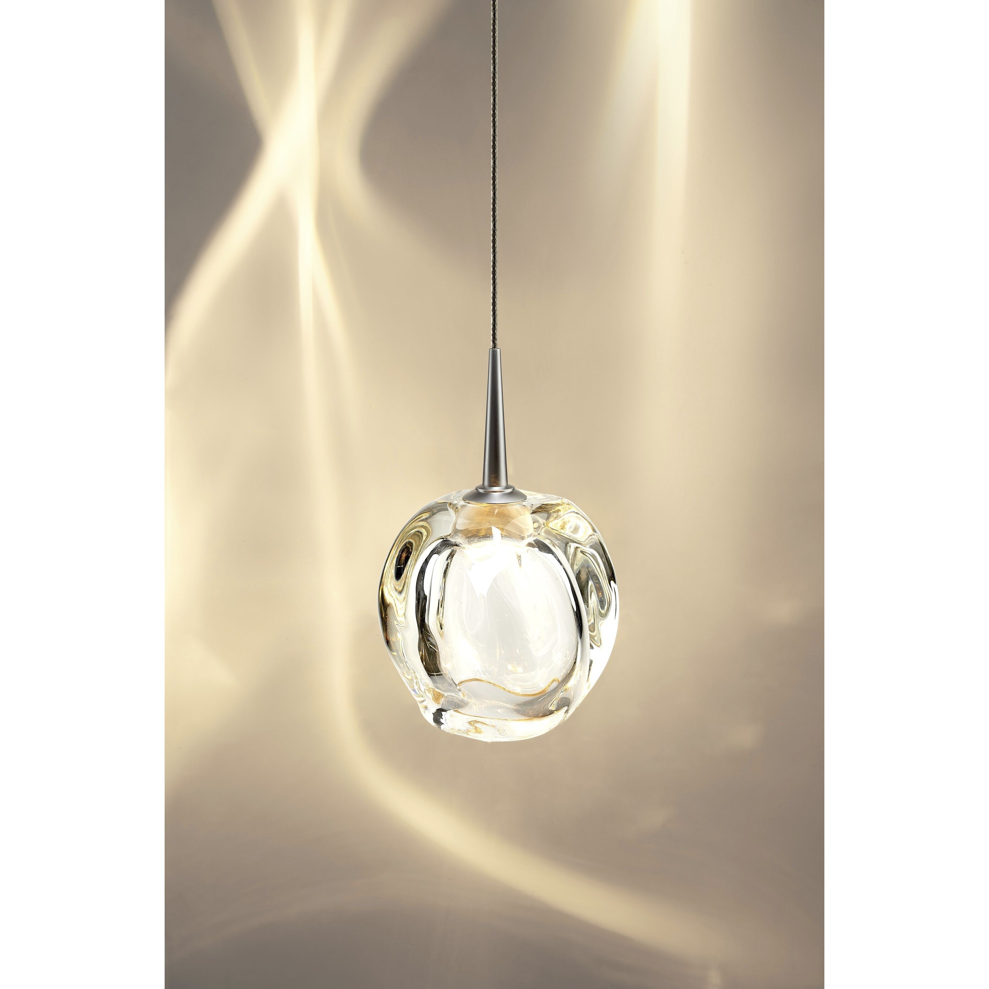 Aurora LED 4.5 inch Matte Chrome Small Pendant Ceiling Light in Clear Glass