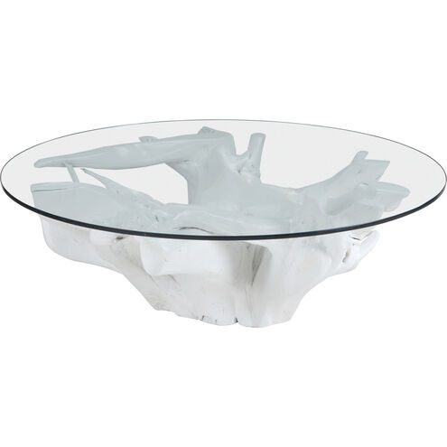Yava 47 X 47 inch White with Clear Coffee Table
