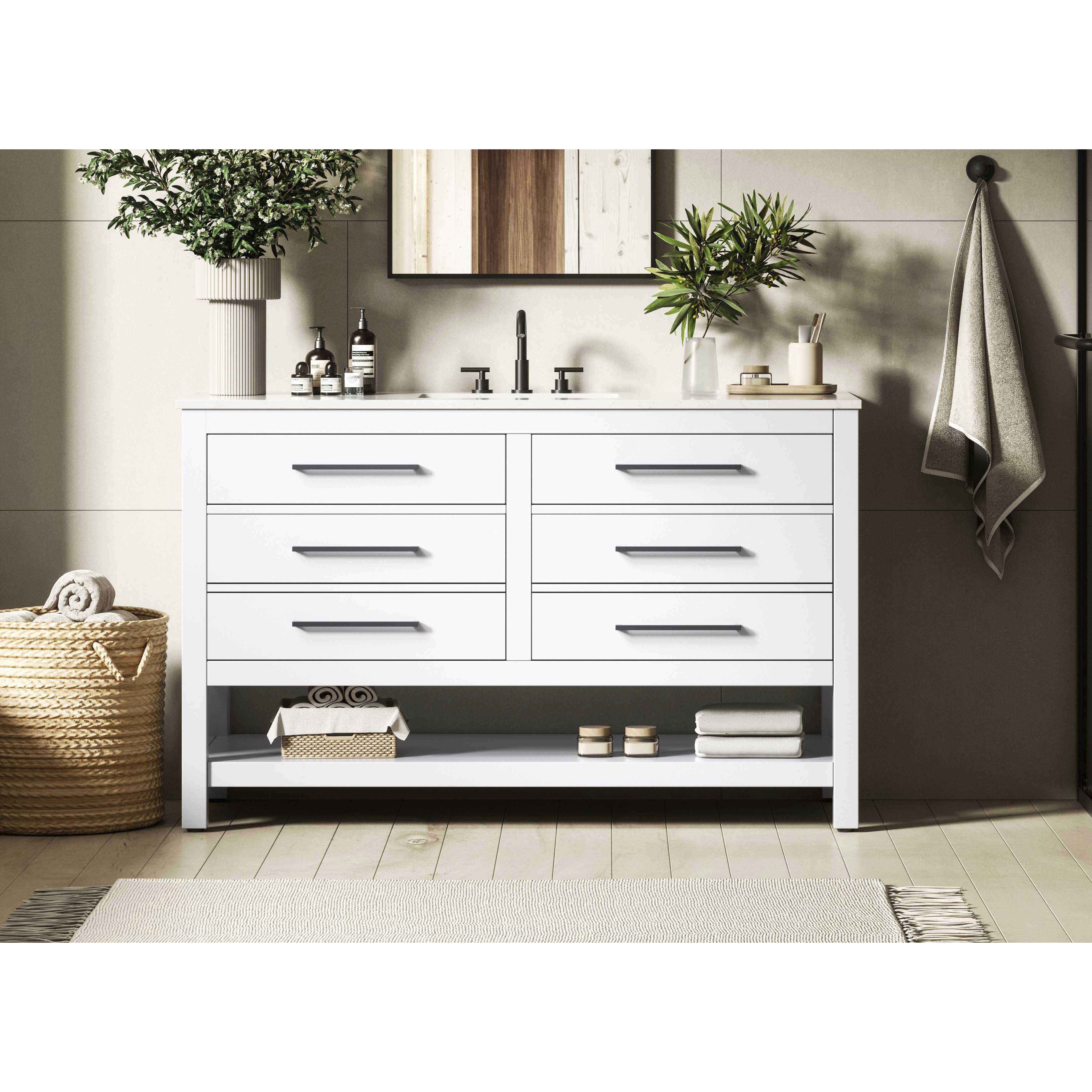 Karson 54 X 34 inch White Bathroom Vanity Cabinet