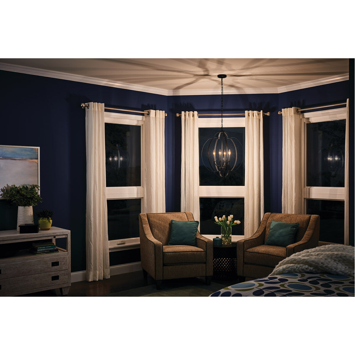 Voleta 4 Light 22 inch Black Large Foyer Pendants Ceiling Light, Large