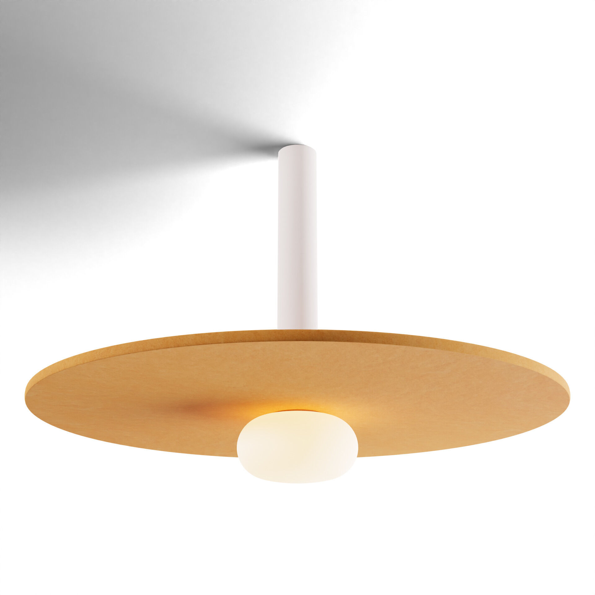Combi LED 20 inch Matte White Pendant Ceiling Light in Matte White with Mustard, Suspension / Flush Mount 2-in-1