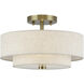 Monroe 2 Light 13 inch Antique Brass Semi Flush Mount Ceiling Light, Medium