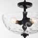Adams 3 Light 15 inch Matte Black Dual Mount Ceiling Light in Clear Hammered