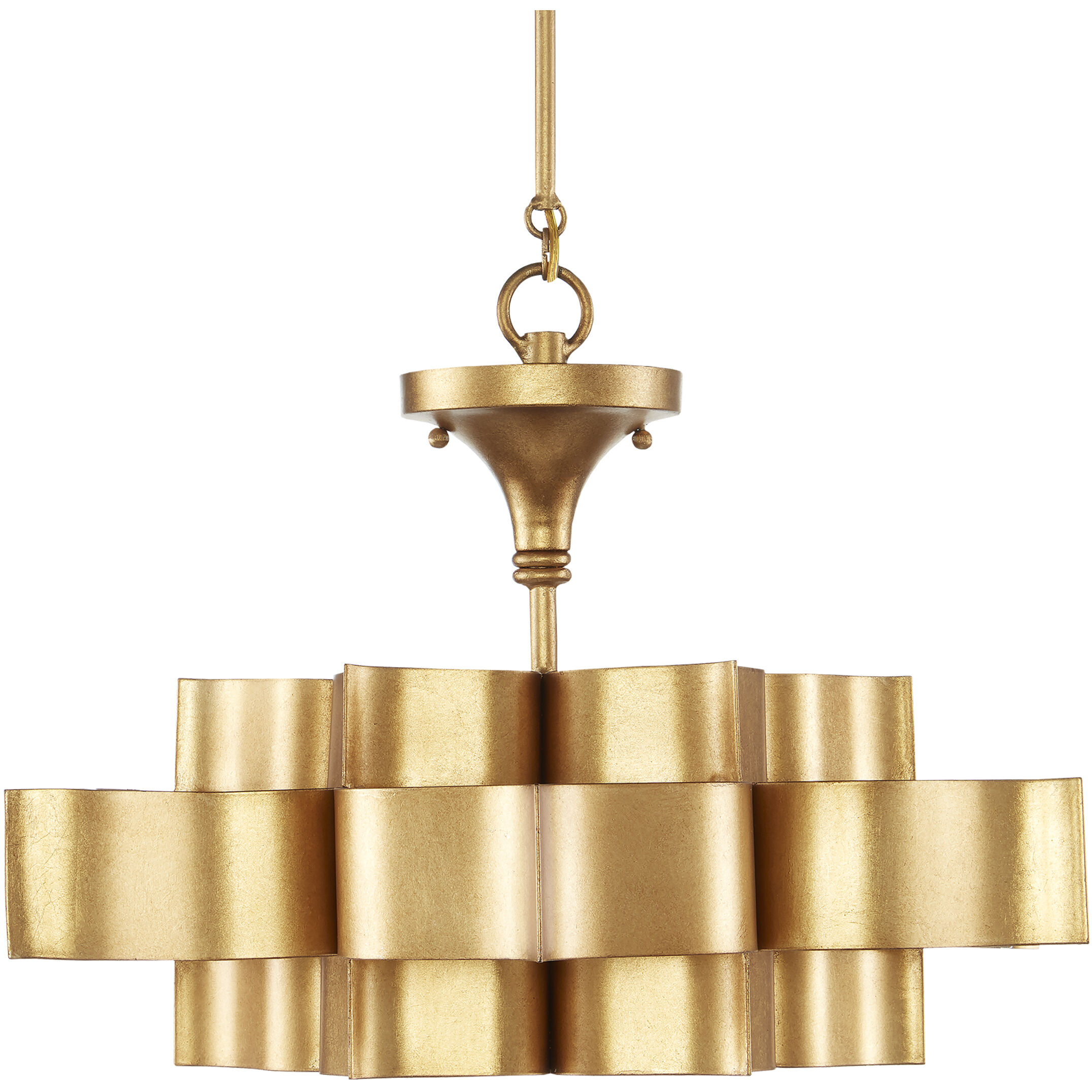 Grand Lotus 1 Light 20.25 inch Antique Gold Leaf Chandelier Ceiling Light, Small, Semi-Flush Convertible