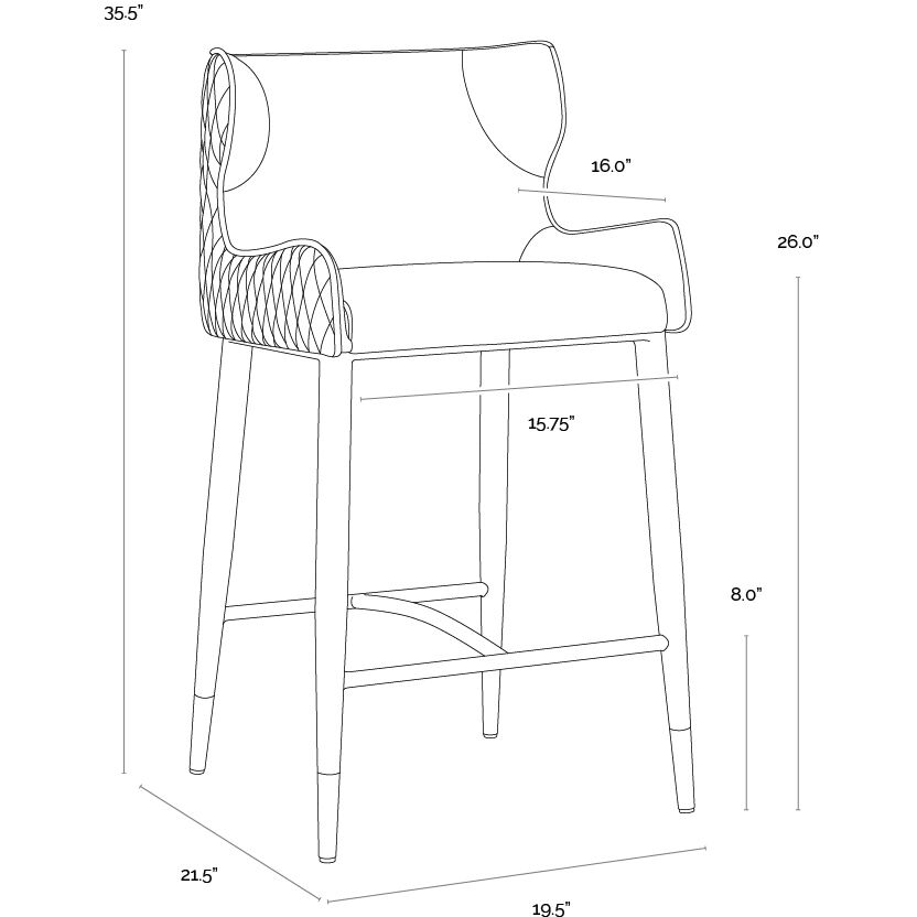 Gianni 37 inch Dillon Cream / Dillon Thunder Counter Stool