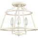 Joanie 3 Light 13 inch Antique White Semi Flush Mount Ceiling Light