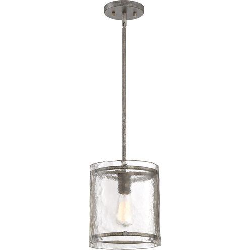 Fortress 1 Light 9 inch Mottled Silver Mini Pendant Ceiling Light