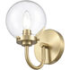 Fairbanks Sconce Wall Light in Clear Glass, Brushed Gold