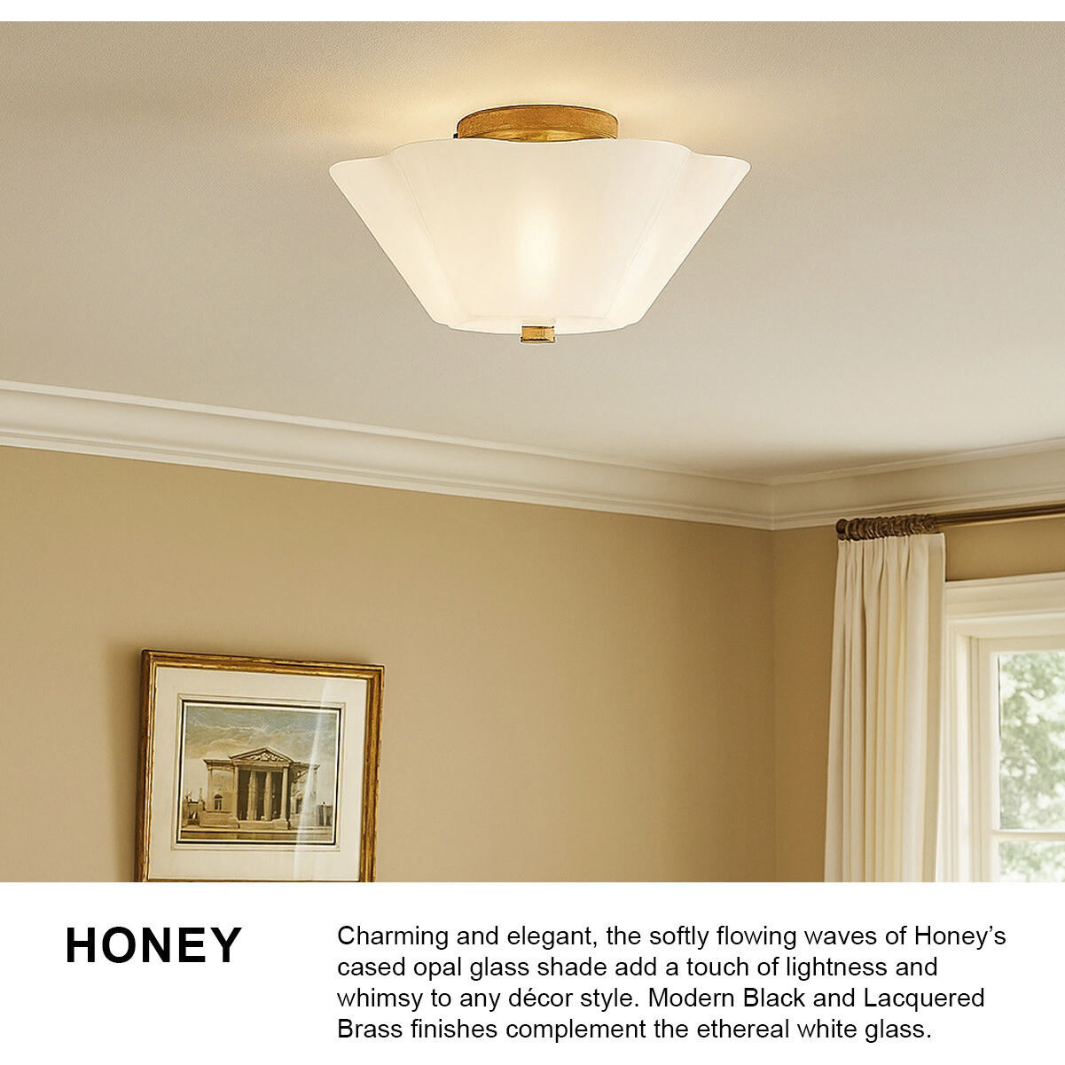 Honey 3 Light 15 inch Distressed Brass Semi-Flush Mount Ceiling Light, Medium