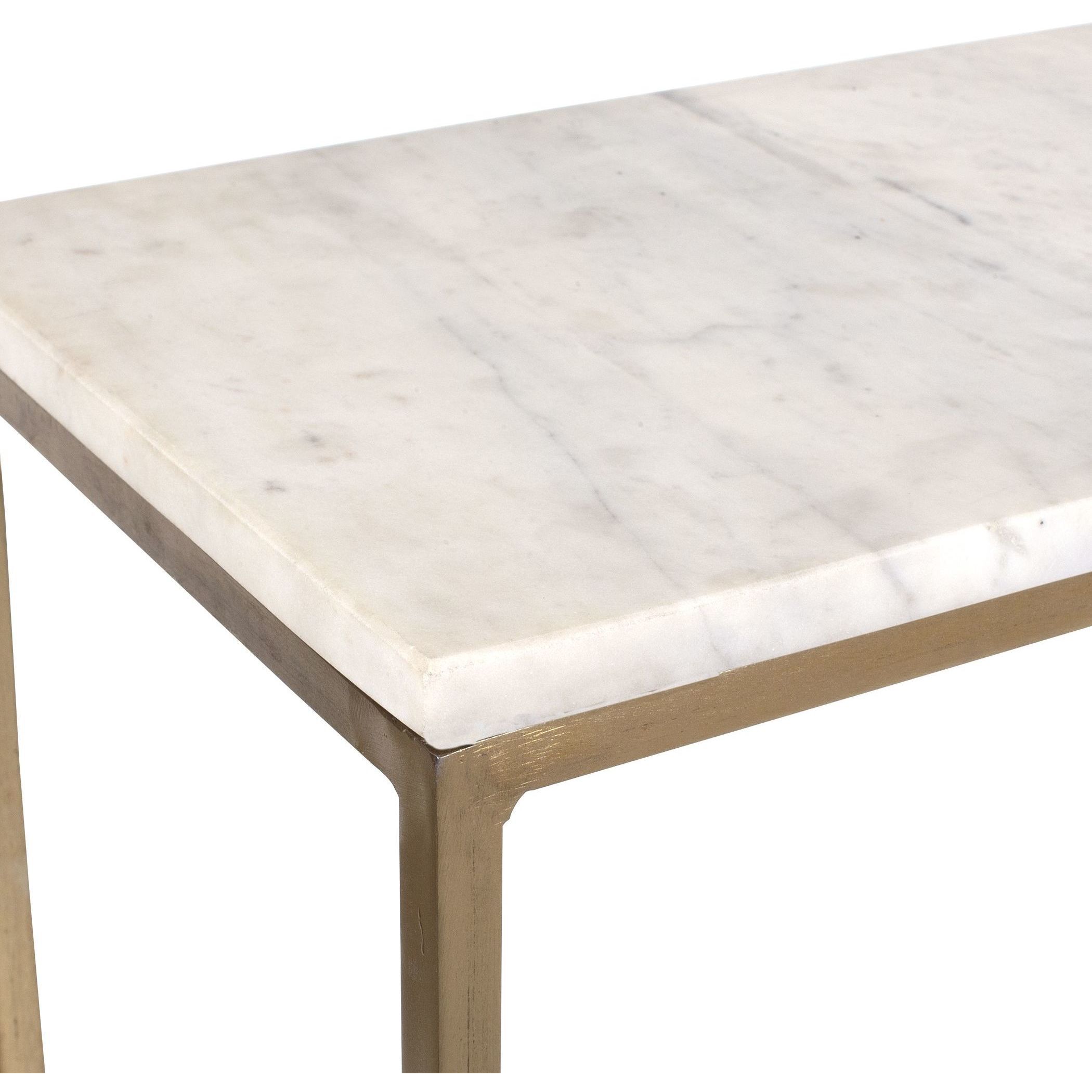 Redmond 52 inch Brass and White Marble Sofa Counter Table